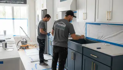 Professional kitchen cabinet painting in Charlotte NC with durable, high-quality finishes