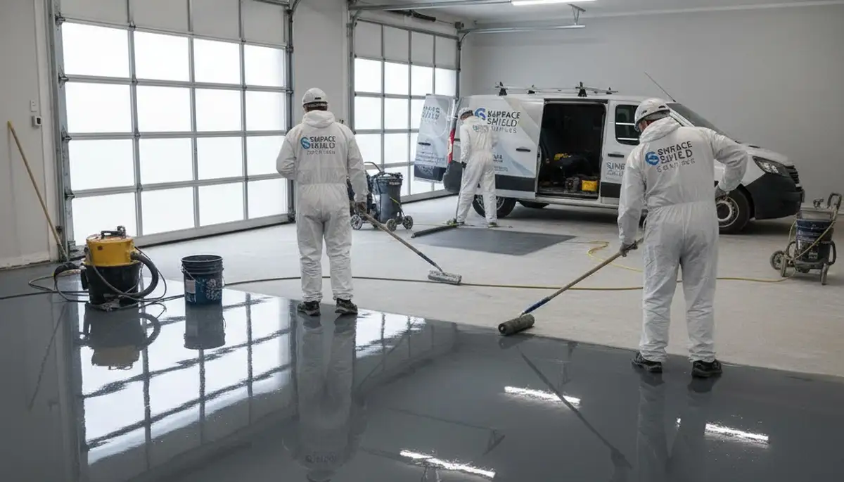 Professional epoxy floor coating in Charlotte, NC garage by local painting contractor