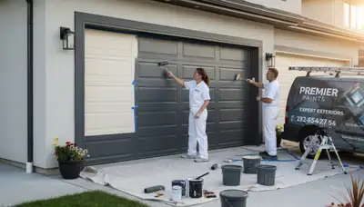 Professional garage door painting in Charlotte NC enhancing curb appeal with durable exterior finishes