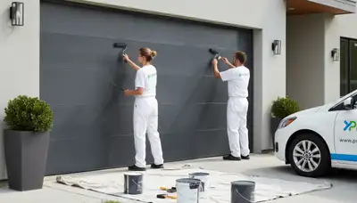 Professional garage door painting in Charlotte NC boosting curb appeal with weather-resistant finish