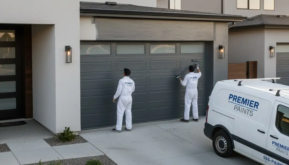 Professional garage door painting in Charlotte NC boosting curb appeal with durable exterior finish