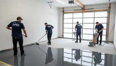 Durable epoxy garage floor coating in Charlotte NC by professional house painters