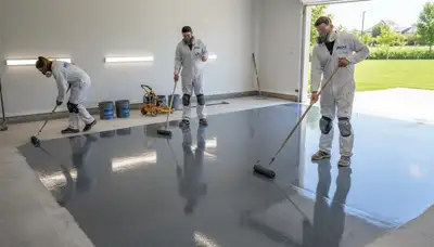 Durable epoxy garage floor coating in Charlotte NC by professional house painters