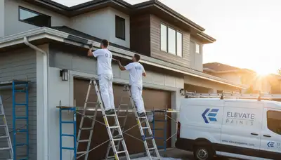 Professional gutter painting on Charlotte NC home exterior by expert house painters