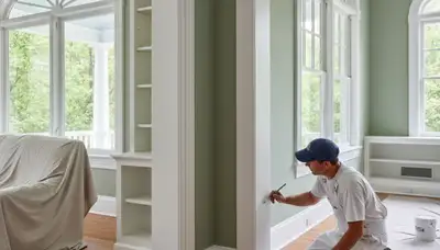 Professional interior trim painting with crisp lines and smooth finish in a Charlotte, NC home