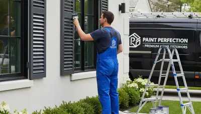 Professional shutter painting and refinishing on a Charlotte, NC home exterior for lasting curb appeal