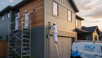 Professional siding painting on Charlotte NC home exterior by expert house painters