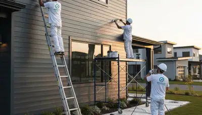 Professional siding painting on a Charlotte NC home by expert exterior house painters