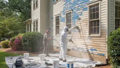 Professional surface prep for exterior house painting in Charlotte, NC ensuring smooth, durable finishes