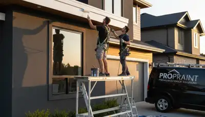 Professional trim and fascia painting on a Charlotte NC home exterior by expert house painters