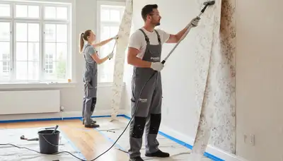 Professional wallpaper removal preparing Charlotte NC home walls for fresh paint