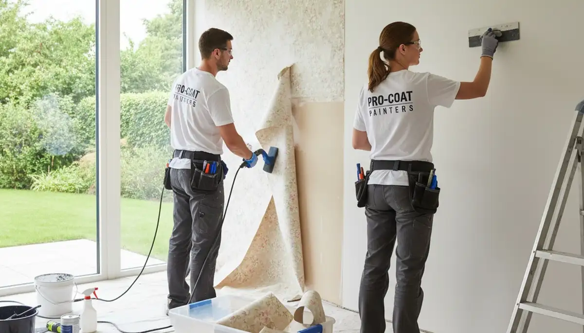 Professional wallpaper removal and wall prep by expert house painters in Charlotte, NC